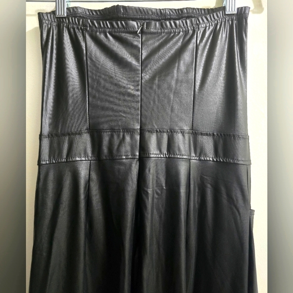 Black Faux Leather Strapless Cargo Jumpsuit size M - Picture 15 of 16
